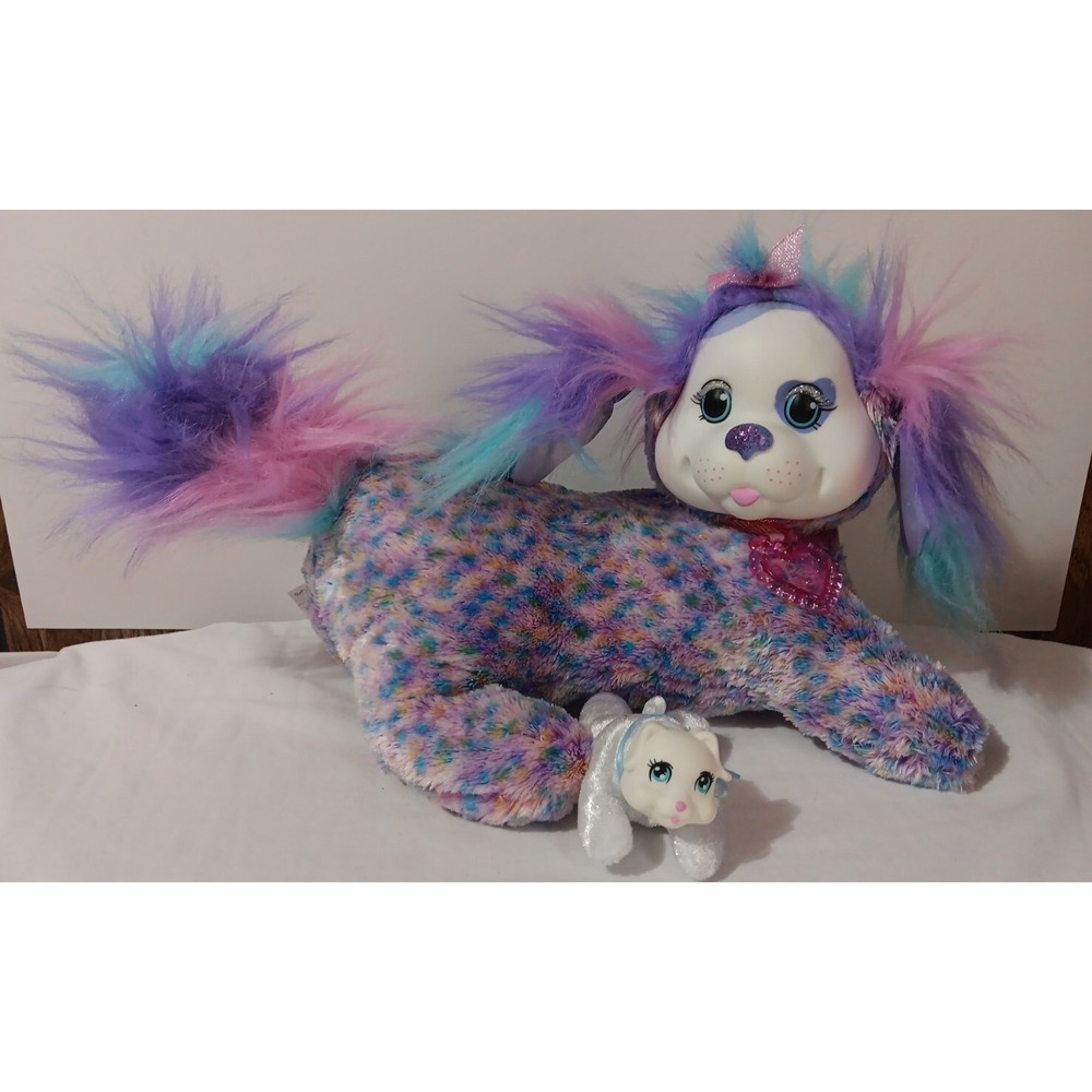 Puppy Surprise Plush‎ Dog 1 Baby 14" Purple Blue Pink Rubber Face Stuffed Body
